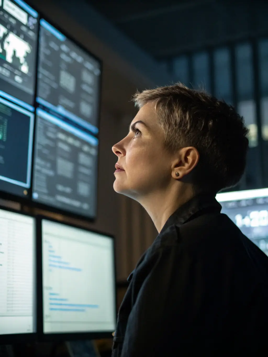 An image showing a cybersecurity expert analyzing network traffic and identifying potential threats to protect a business's sensitive data for Expert Cyber.