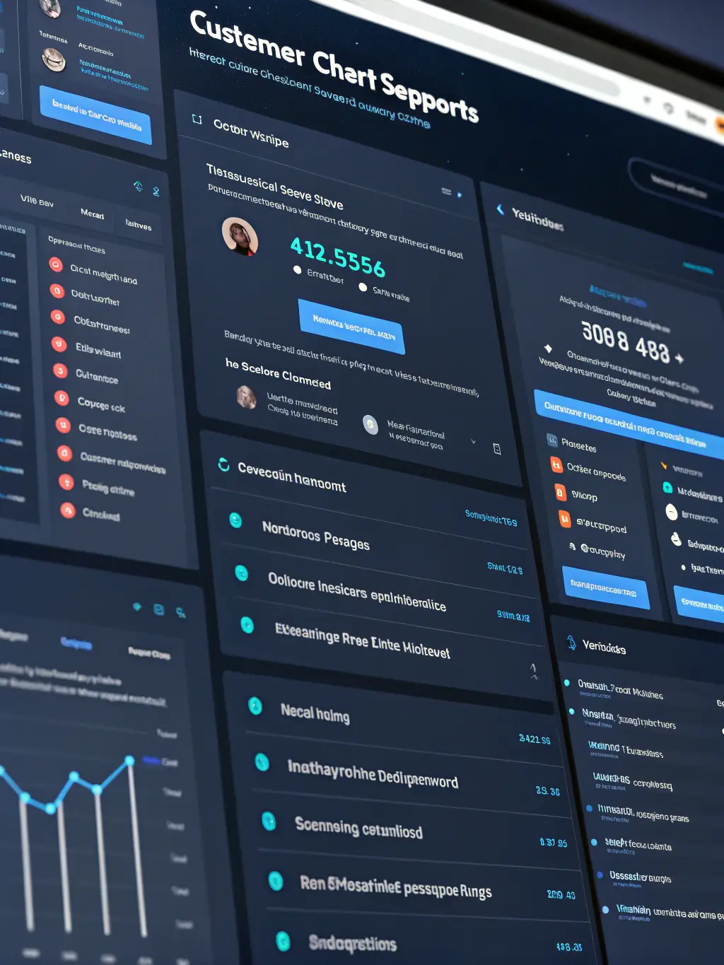 A help desk interface with various support tickets and communication channels, highlighting Expert Cyber's comprehensive support system.